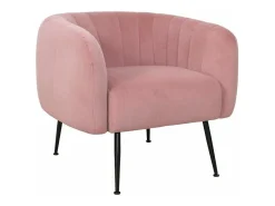 Butaca de 81x75x72 cm de terciopelo en color rosa y con patas metálicas negras Telma