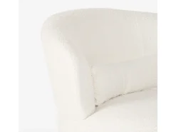 Butaca giratoria moderna para el salón en tela de bouclè Yammy - Blanco