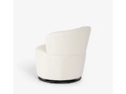 Butaca giratoria moderna para el salón en tela de bouclè Yammy - Blanco