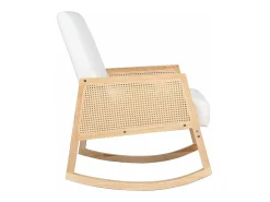 Butaca mecedora de 98x82x65 cm de estilo boho con estructura de madera y ratán Sofia