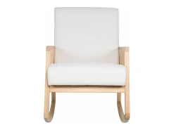 Butaca mecedora de 98x82x65 cm de estilo boho con estructura de madera y ratán Sofia