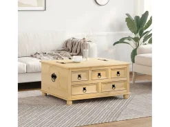 Caja de almacenaje Corona madera maciza de pino 90x78x45 cm ES890224