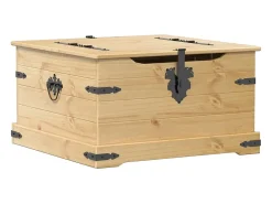 Caja de almacenaje Corona madera maciza de pino 78x78x45 cm
