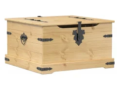 Caja de almacenaje Corona madera maciza de pino 78x78x45 cm