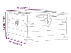 Caja de almacenaje Corona madera maciza de pino 78x78x45 cm