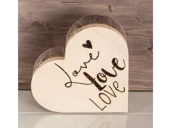 Caja de madera forma corazón 25.3 x 24 x 6 cm
