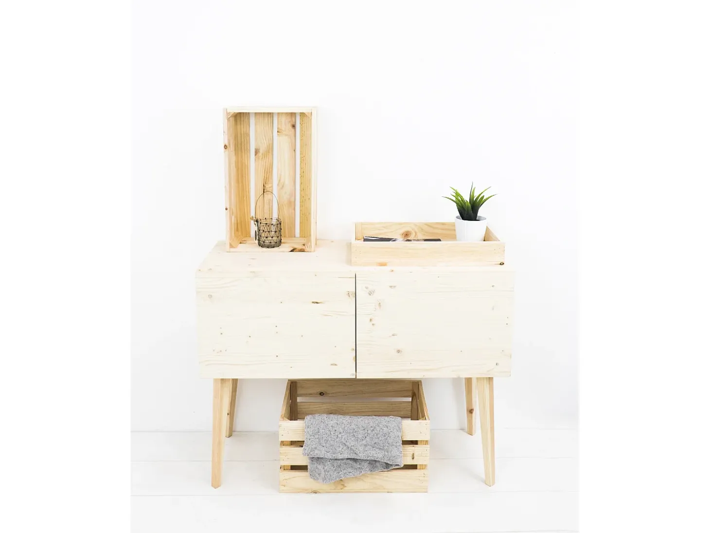 Caja de madera maciza en tono natural de 49x30,5x7,5cm - BOX - DECOWOOD