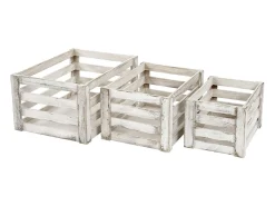 Caja de madera MCW-C56 (juego de 3), blanco, desgastado