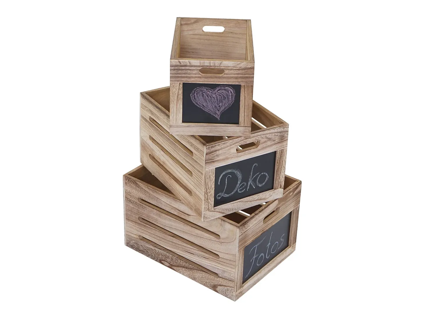 Caja de madera MCW-E11 (juego de 3), marrón natural
