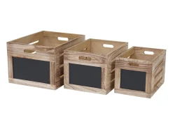 Caja de madera MCW-E11 (juego de 3), marrón natural