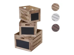 Caja de madera MCW-E11 (juego de 3), marrón natural