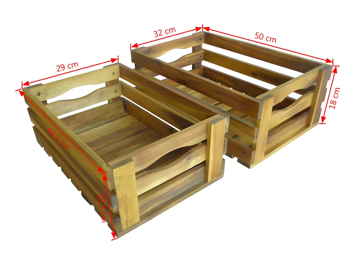 Caja de manzanas de jardín para plantar de madera de acacia