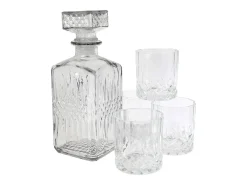 Caja de whisky con botella y 4 vasos