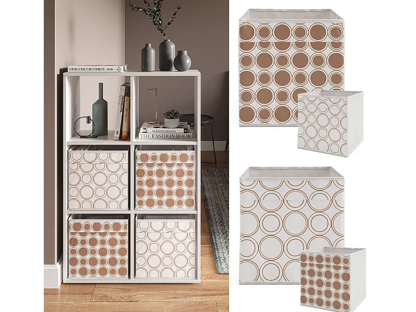 Caja plegable blanco/oro 30x30x30