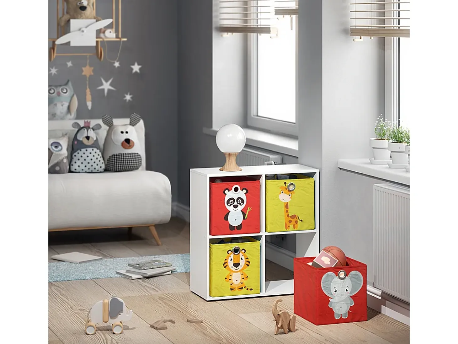 Caja plegable rojo/amarillo 30x30x30