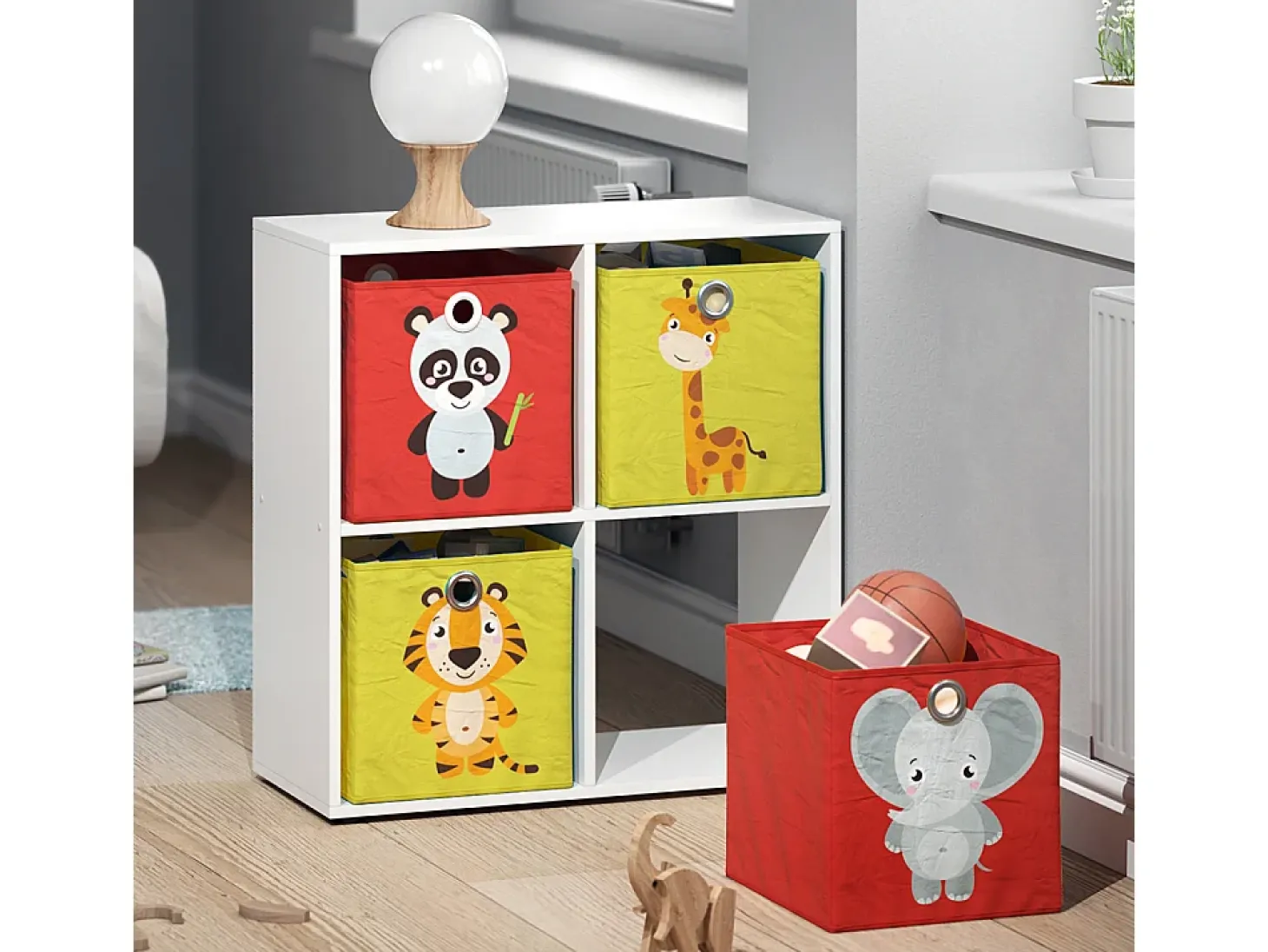 Caja plegable rojo/amarillo 30x30x30