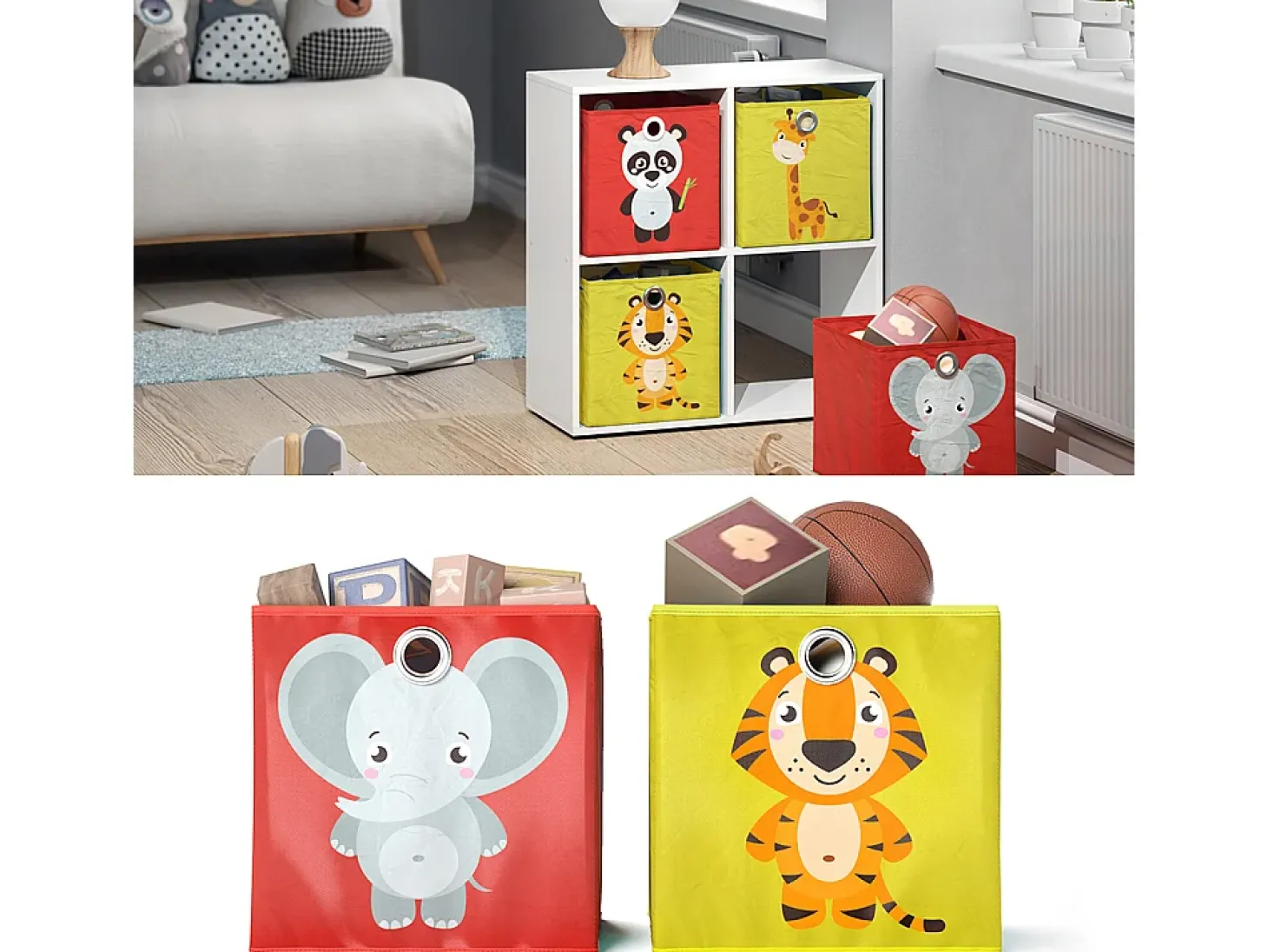 Caja plegable rojo/amarillo 30x30x30