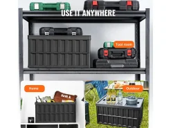 Cajas de Almacenamiento SucceBuy Plegables SucceBuy 65 L, Lote de 3 con Tapas, Apilables y Plegables