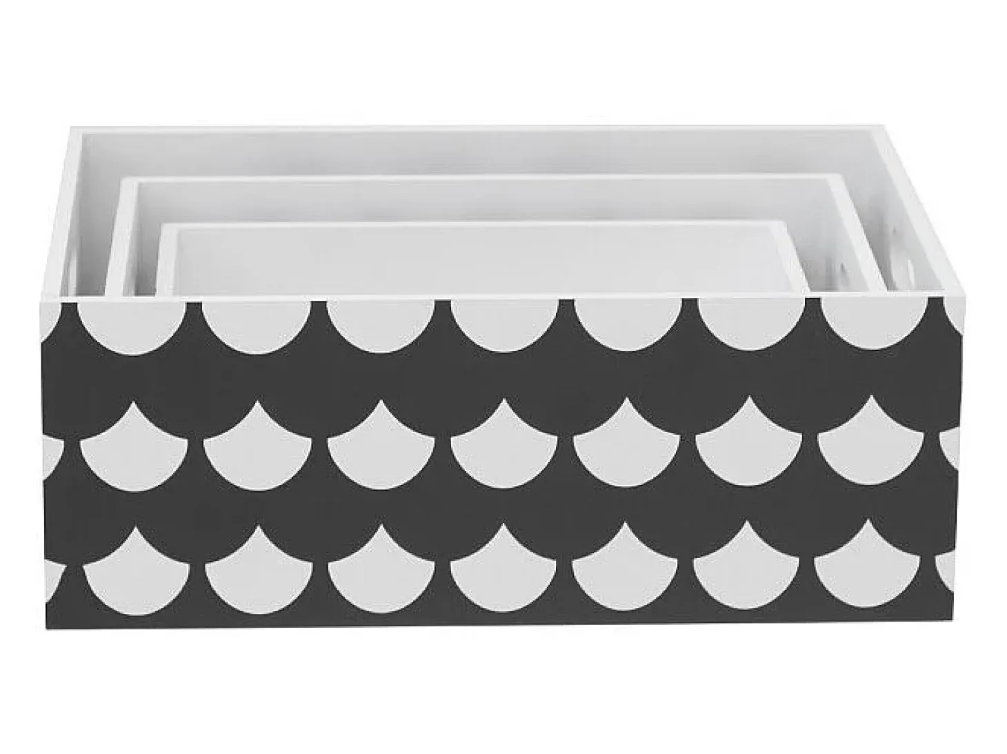 Cajas Set de 3 MDF blanco y negro 15x40x28/13x35x23/11x30x18cm