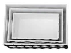 Cajas Set de 3 MDF blanco y negro 15x40x28/13x35x23/11x30x18cm