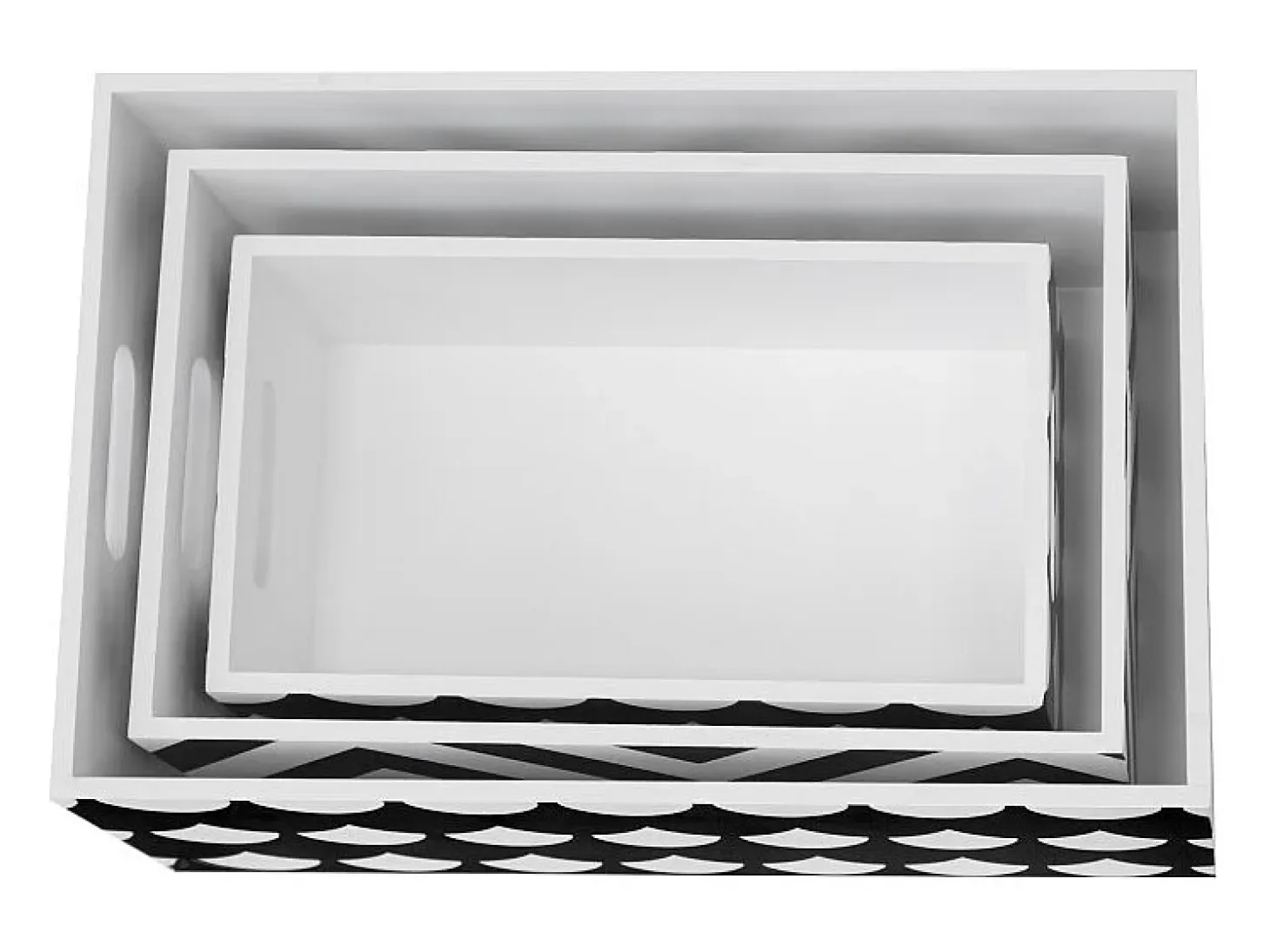 Cajas Set de 3 MDF blanco y negro 15x40x28/13x35x23/11x30x18cm