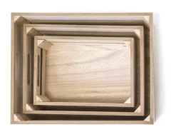 Cajas Set de 3 MDF marrón 17x28x15/32x23x12/27x18x10cm