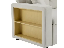 Canapé 215x133x85 cm - con puerto USB - con almacenamiento - con función de cama - Beige