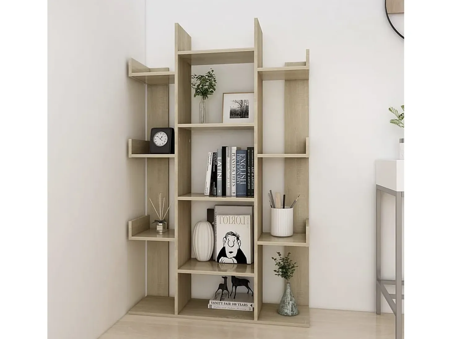Candler Estantería de madera de ingeniería roble Sonoma 86x25,5x140 cm