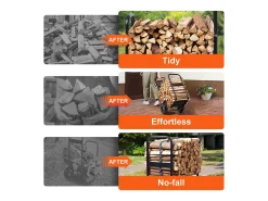 Carretilla para Leña SucceBuy, Capacidad de 113,4 kg, Transportador de Madera con Ruedas de PU, Plataforma Rodante