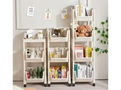 Carrito auxiliar 4 niveles con ruedas blanco 104x35x26,5 cm