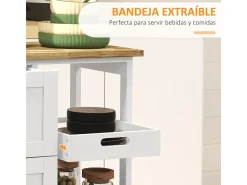 Carrito auxiliar Austen Homocm 3 cajones con 2 estantes y bandeja extraíble blanco 85,5x67x37 cm