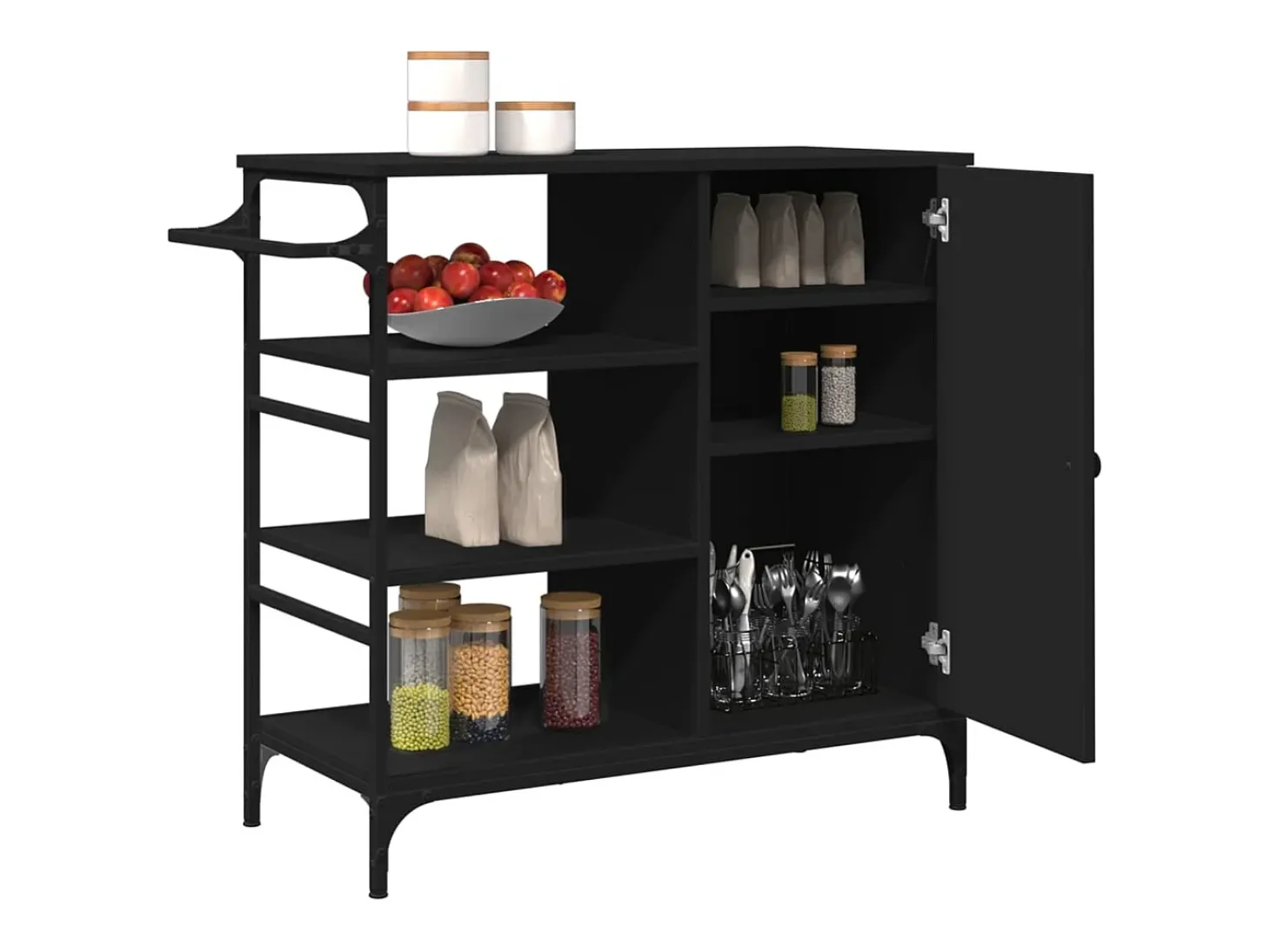 Carrito de cocina madera de ingeniería negro 87,5x38,5x84,5 cm