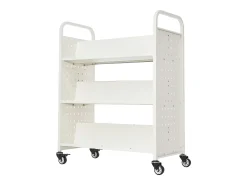 Carrito para Libros SucceBuy, Capacidad de Carga 150 kg, Carrito de Biblioteca, 97x51,5x122,5 cm, Estante de Almacenamiento de Libros de Doble Cara, para Salón