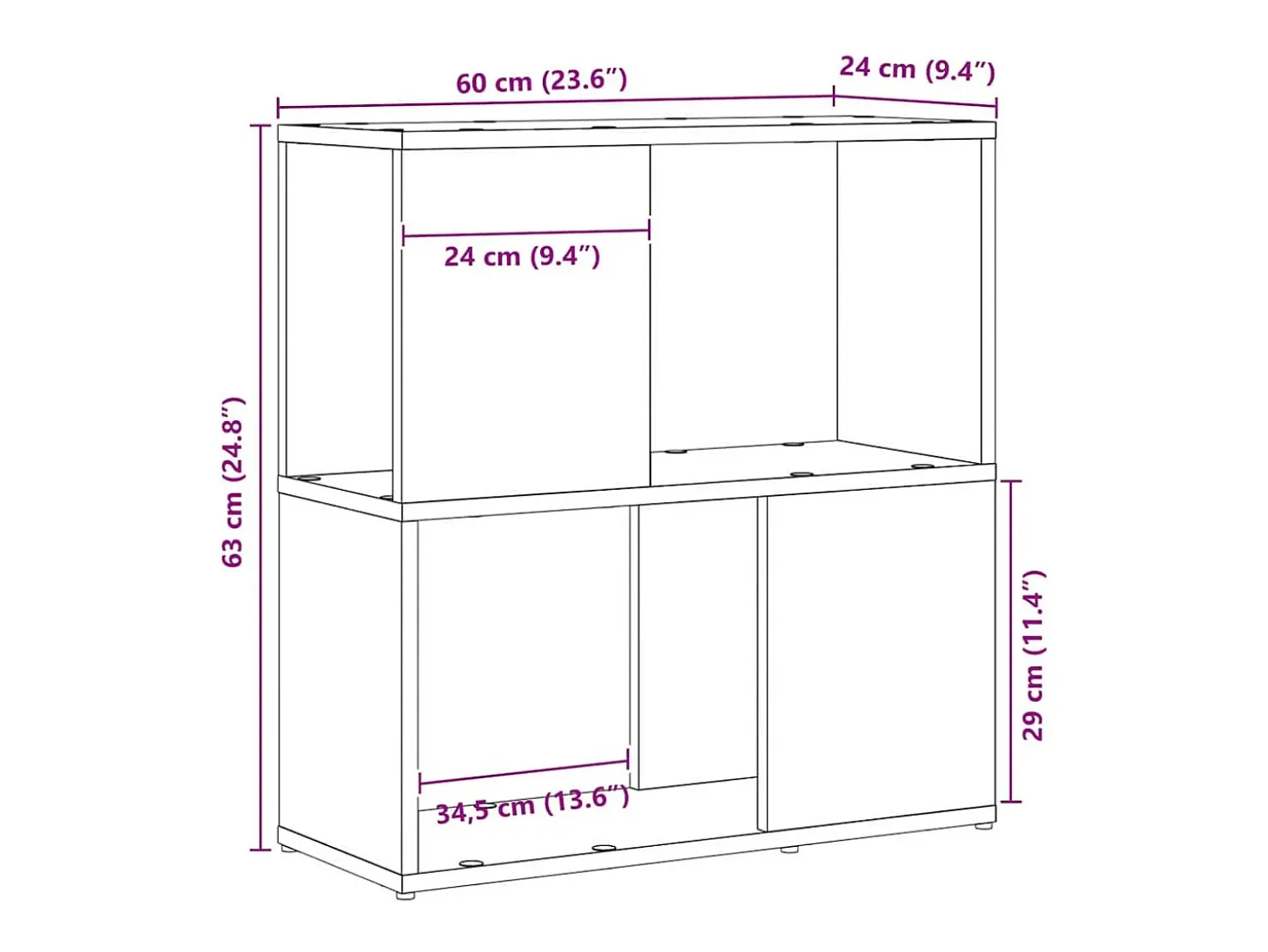 Centro de entretenimiento Negro 60 x 24 x 63 cm