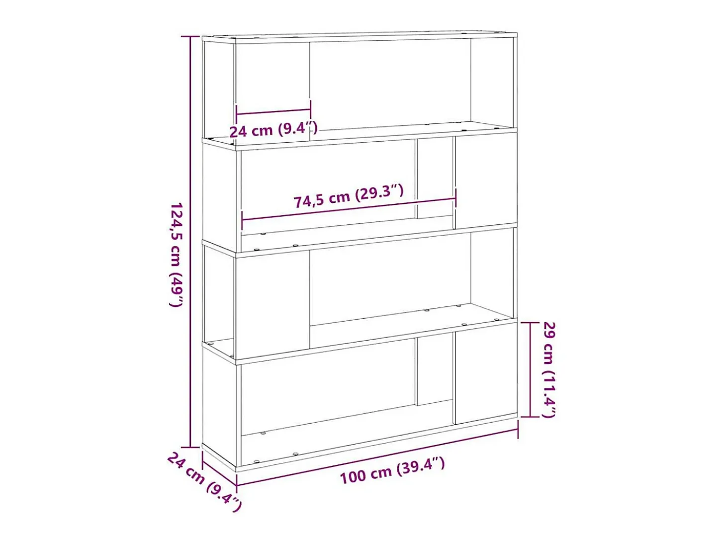 Centro de entretenimiento Negro 100 x 24 x 124 cm