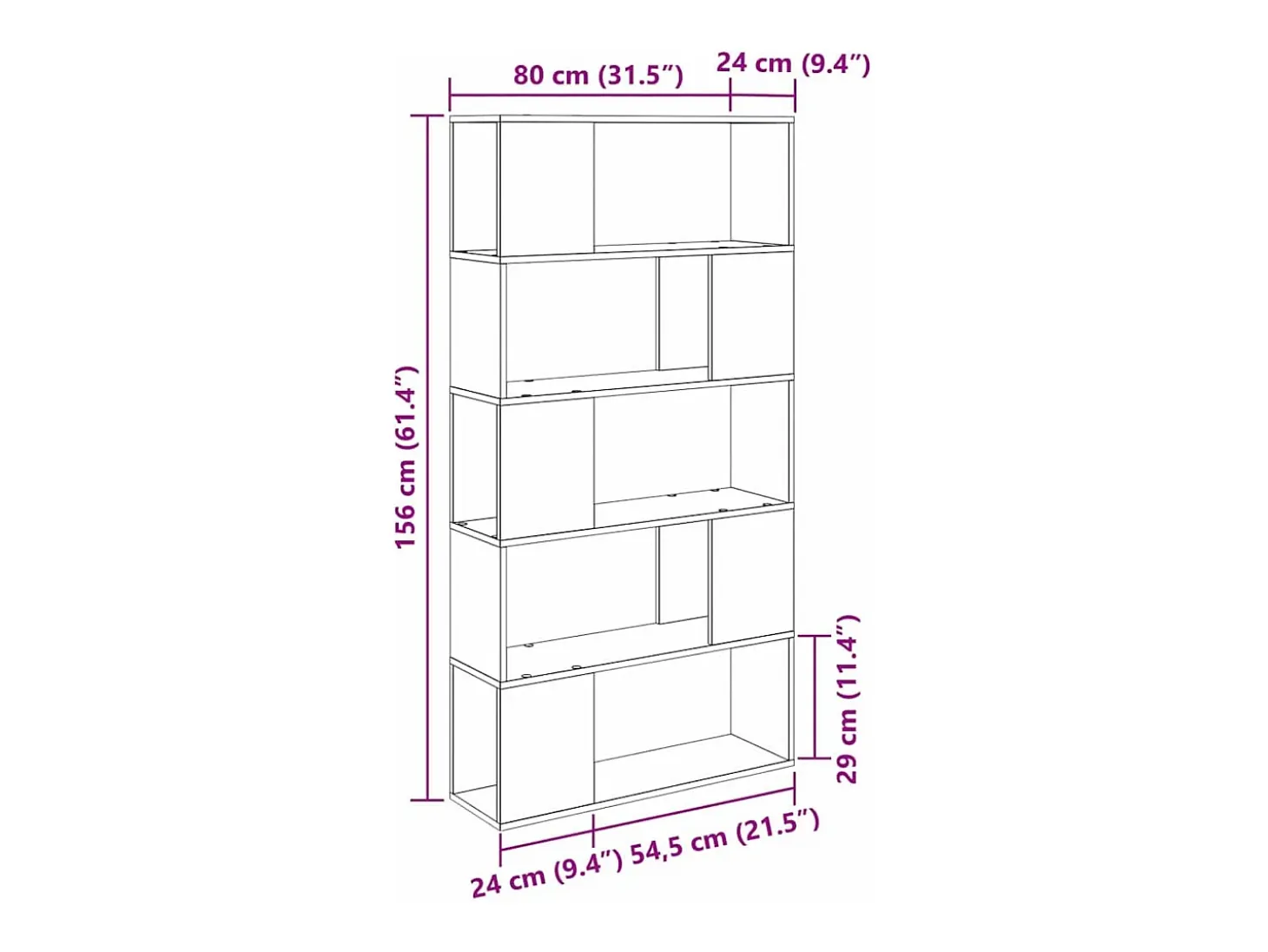 Centro de entretenimiento Marrón 80 x 24 x 155 cm