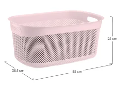 Cesta Alta Rectangular 33 Litros Rosa 7house