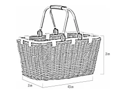 Cesta cesta cesta de compra mimbre con asas de metal CM47.5X28.5X25
