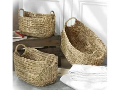 Cesta de jacinto de agua con asas - 40 x 23 x 26 cm