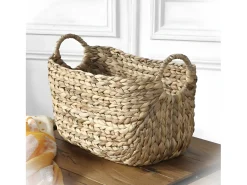 Cesta de jacinto de agua con asas - 40 x 23 x 26 cm