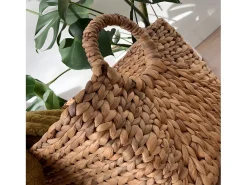 Cesta de jacinto de agua con asas - 46 x 27 x 27 cm