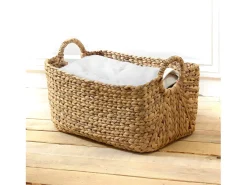 Cesta de jacinto de agua con asas - 46 x 27 x 27 cm