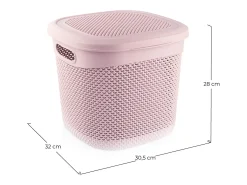 Cesta Mediana Cuadrada con Tapa 15 Litros Rosa 7house