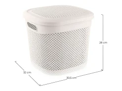 Cesta Mediana Cuadrada con Tapa 15 Litros Blanco 7house