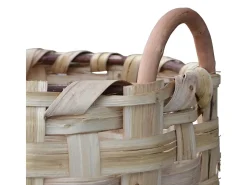 Cesta porta leña cesta porta pellets madera y bolsa de pellets 58 cm
