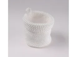 Cesta redonda de malla de ganchillo blanco de 12x10cm