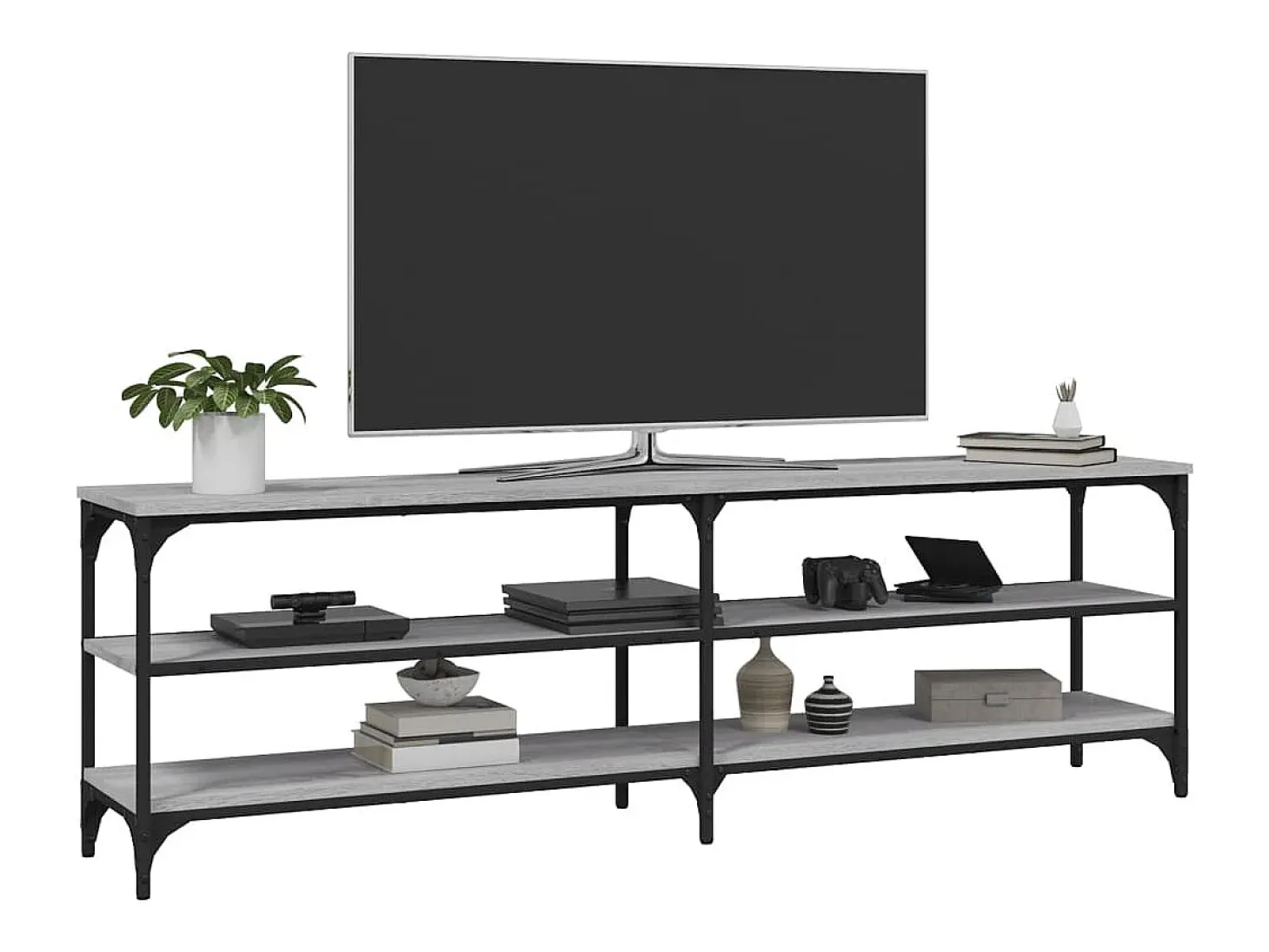 Chiloquin Mueble de TV madera contrachapada gris Sonoma 160x30x50 cm