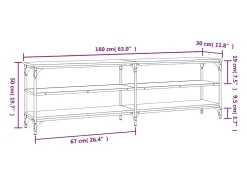 Chiloquin Mueble de TV madera contrachapada gris Sonoma 160x30x50 cm