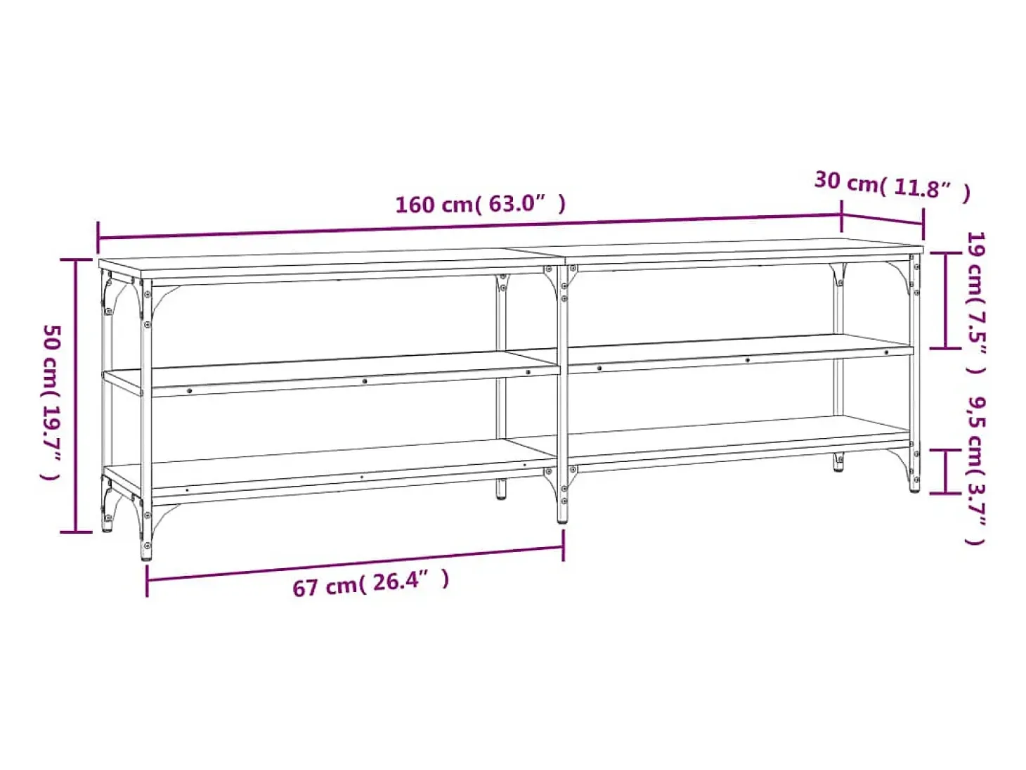 Chiloquin Mueble de TV madera contrachapada gris Sonoma 160x30x50 cm