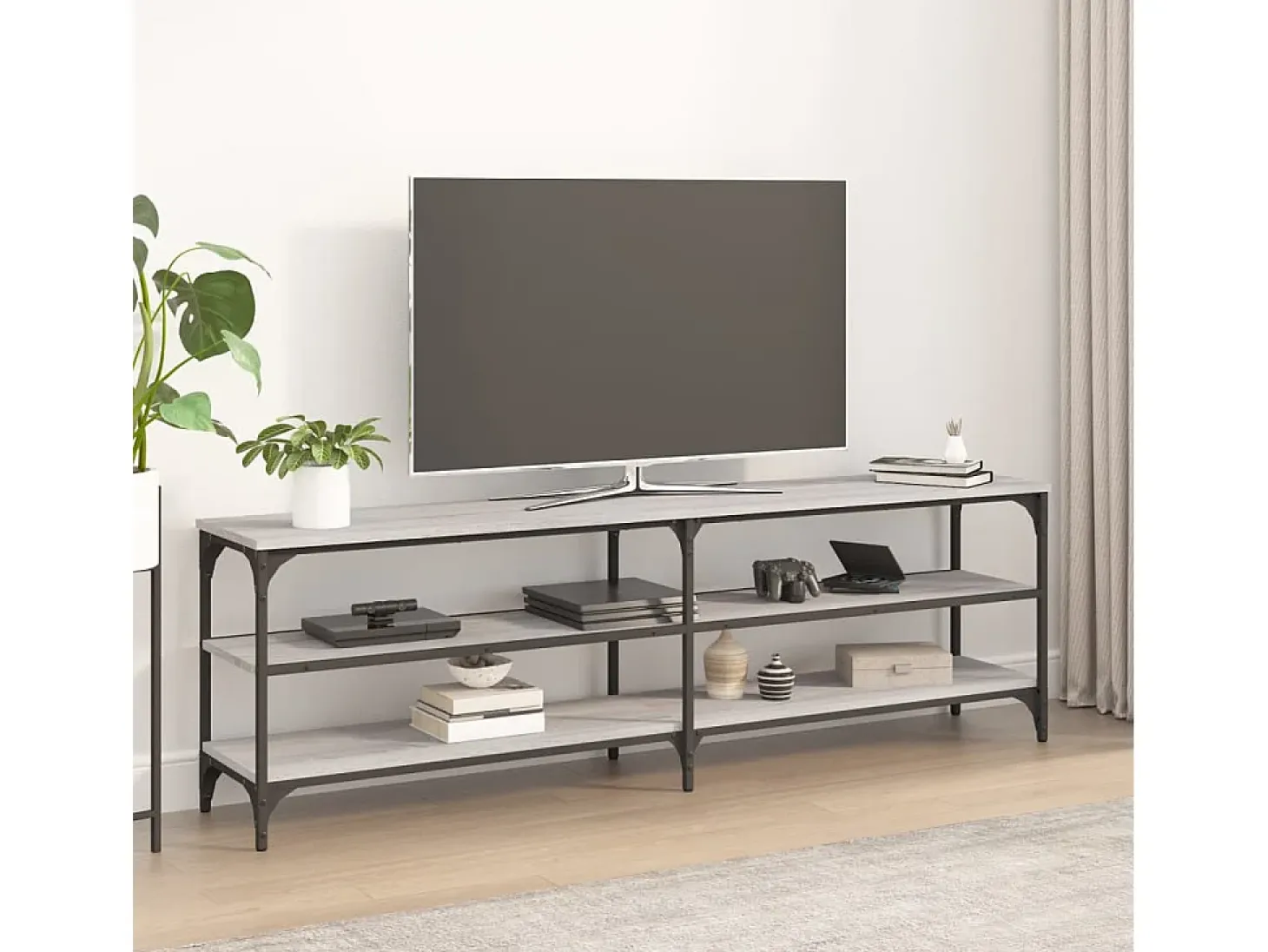 Chiloquin Mueble de TV madera contrachapada gris Sonoma 160x30x50 cm